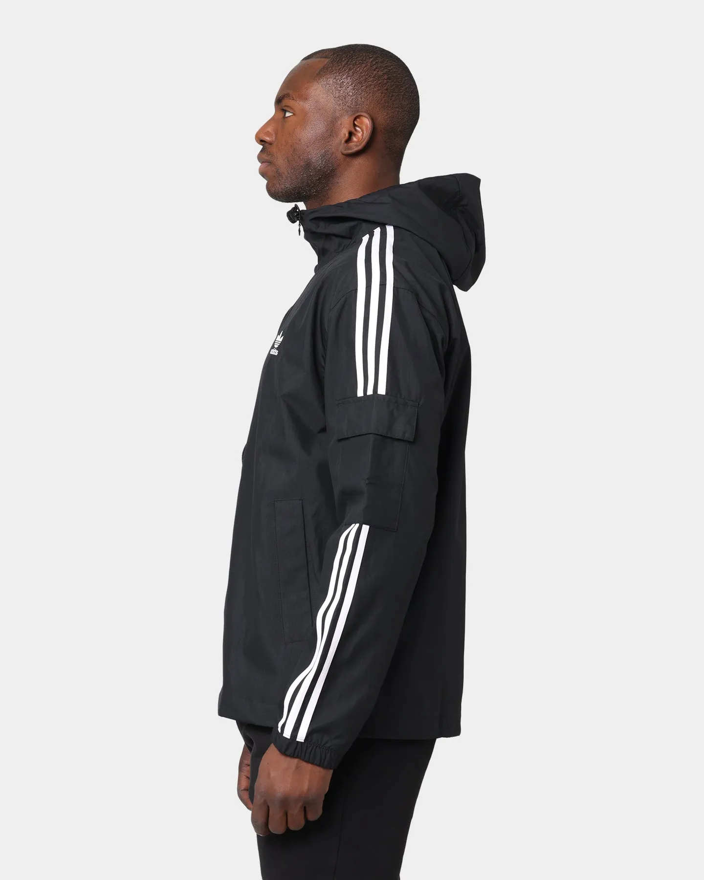 Adidas Classics 3-Stripe Full-Zip Windbreaker Black