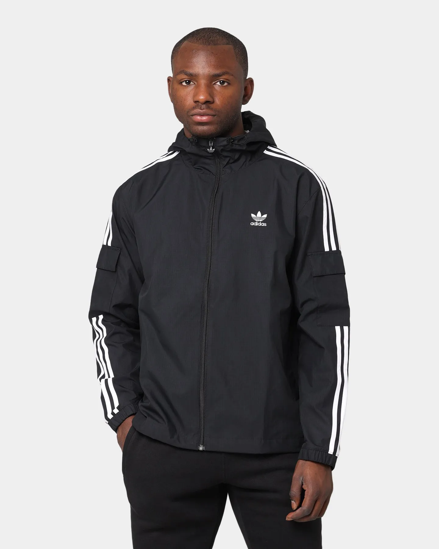 Adidas Classics 3-Stripe Full-Zip Windbreaker Black