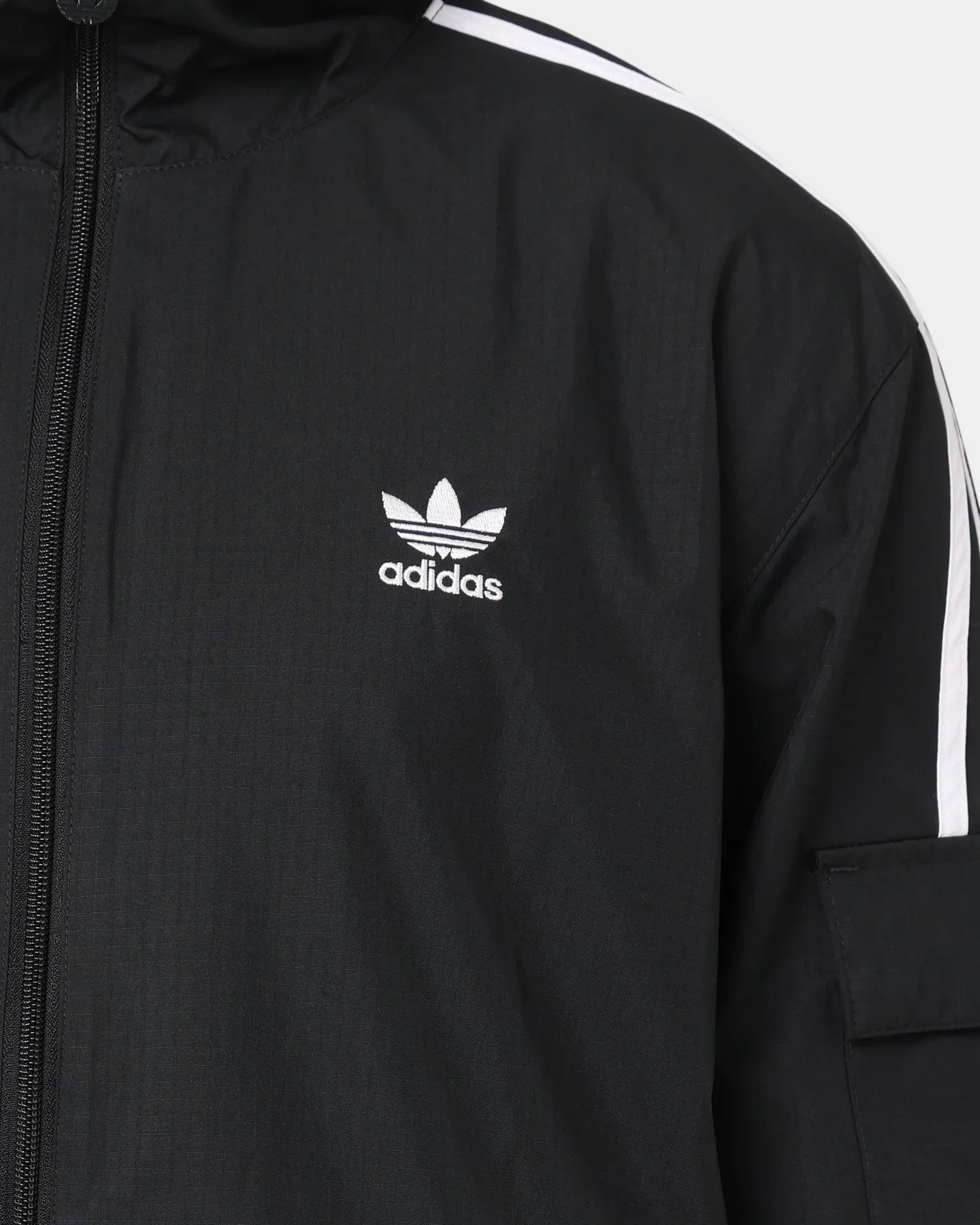 Adidas Classics 3-Stripe Full-Zip Windbreaker Black