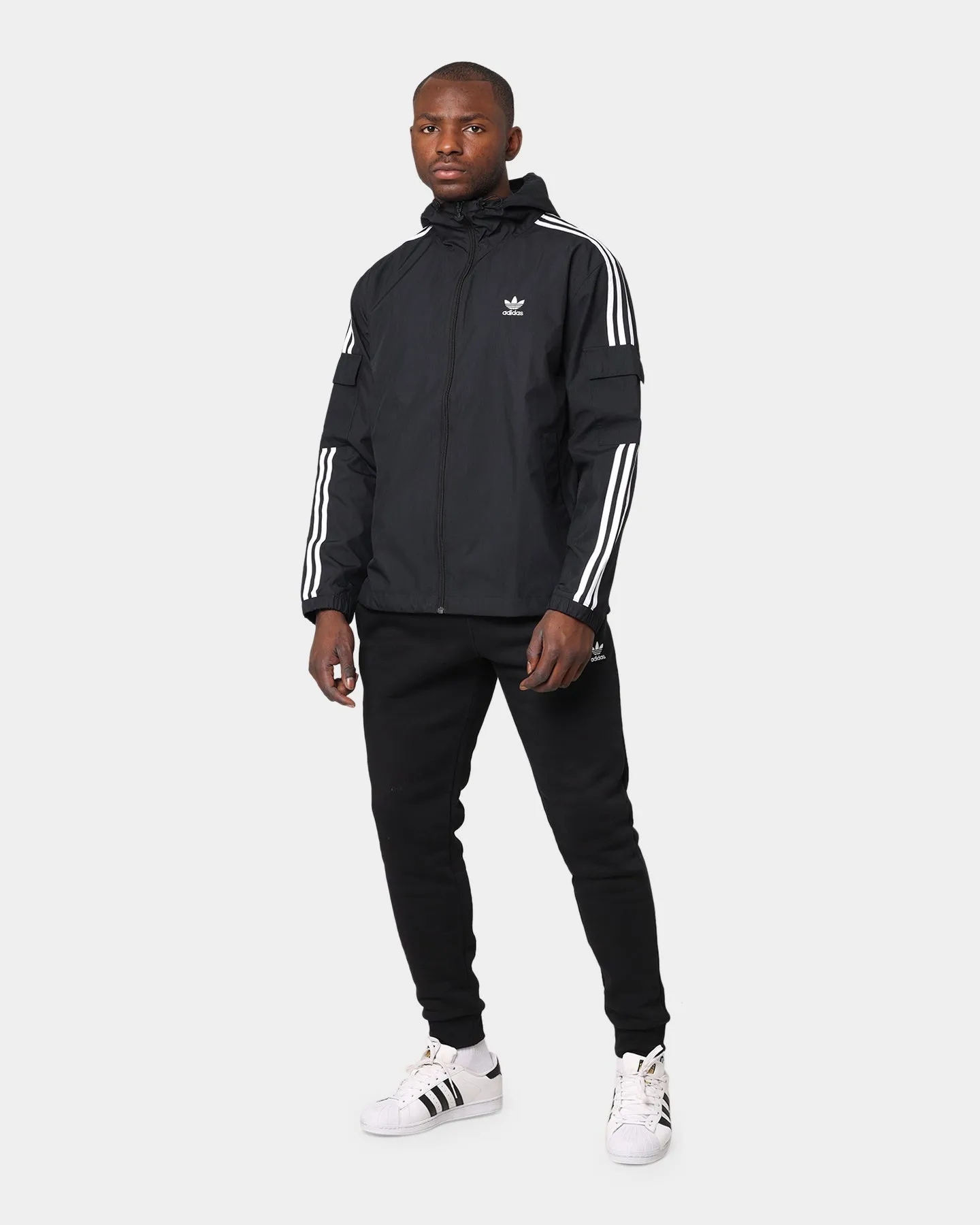 Adidas Classics 3-Stripe Full-Zip Windbreaker Black