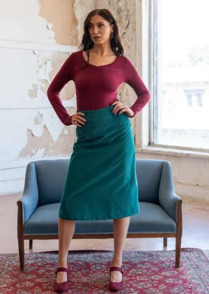Belt Loop Corduroy Skirt Everglade