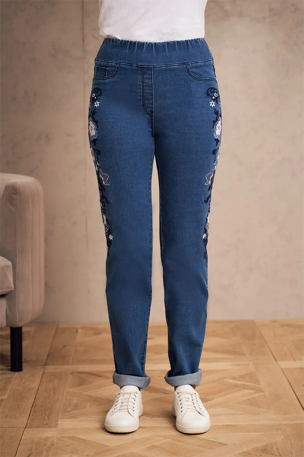 Bengajean® Embroidered Straight Leg - Flower Embroidered Denim