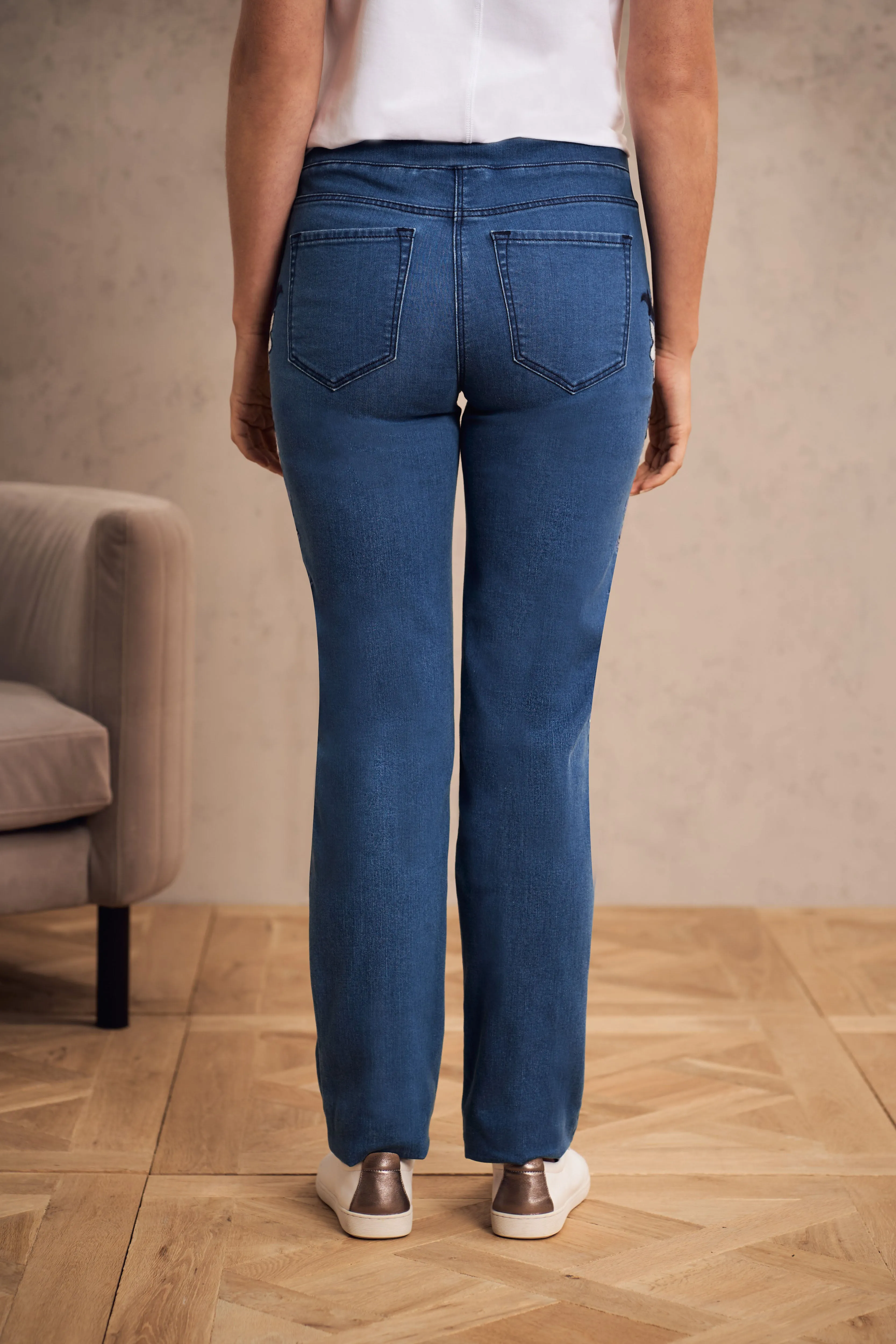 Bengajean® Embroidered Straight Leg - Flower Embroidered Denim