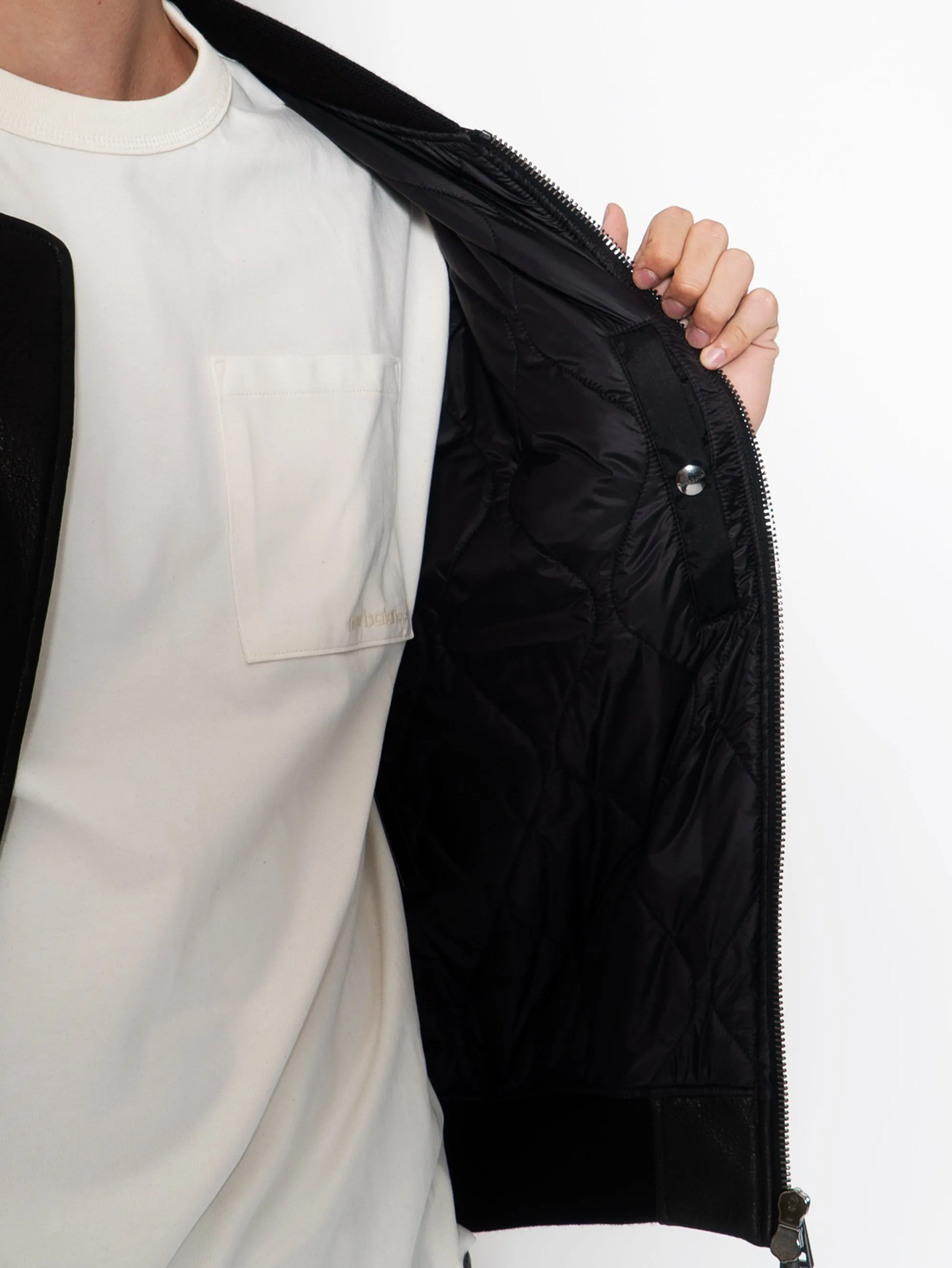 Black Leather Bomber