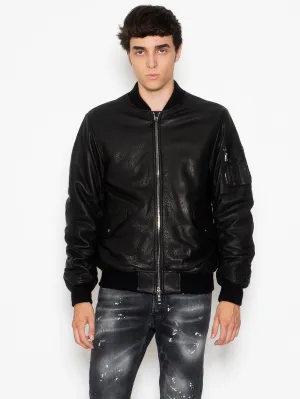 Black Leather Bomber