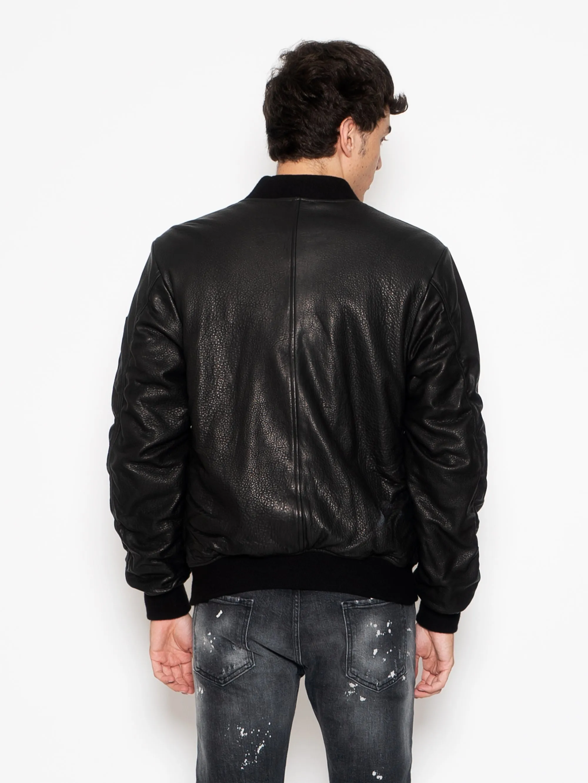 Black Leather Bomber