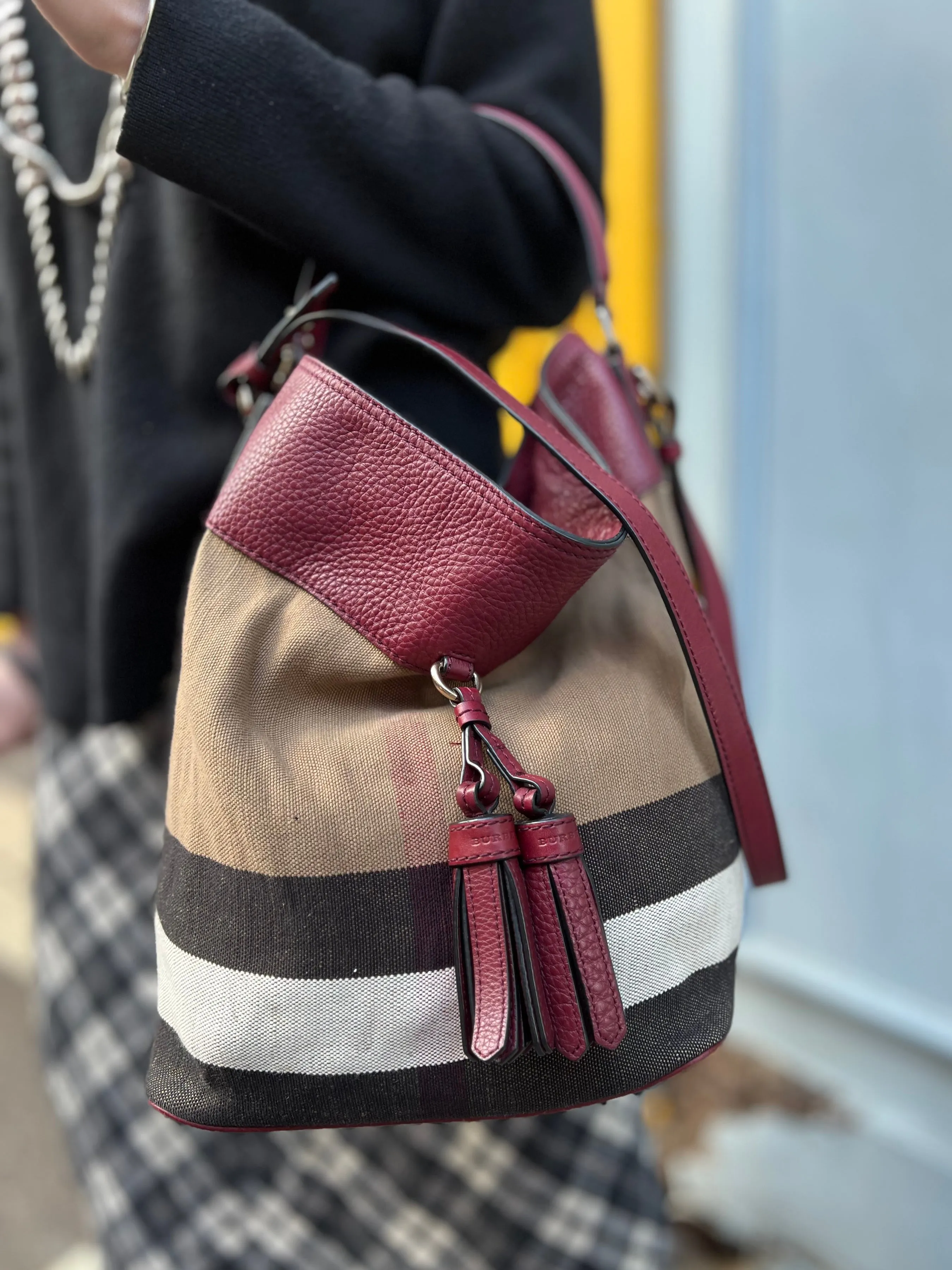 Burberry Mega Ashby Canvas Bucket Bag
