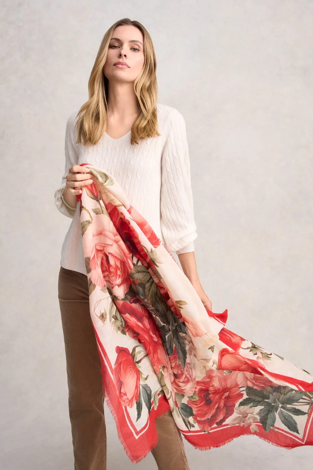 Catriona Wool Peonies Scarf
