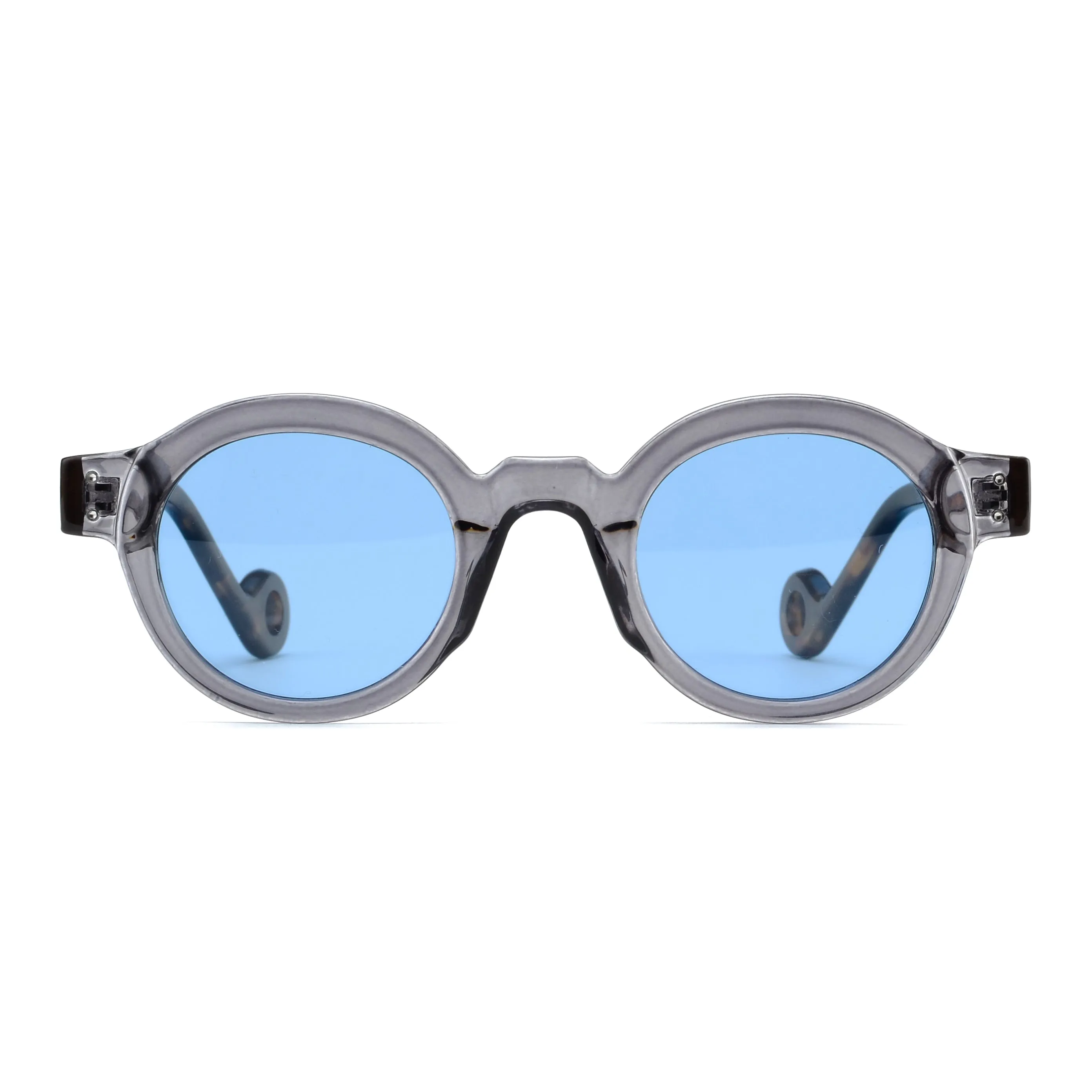 DEVAN | Transparent Grey | Tortoise Temples | Blue Lens