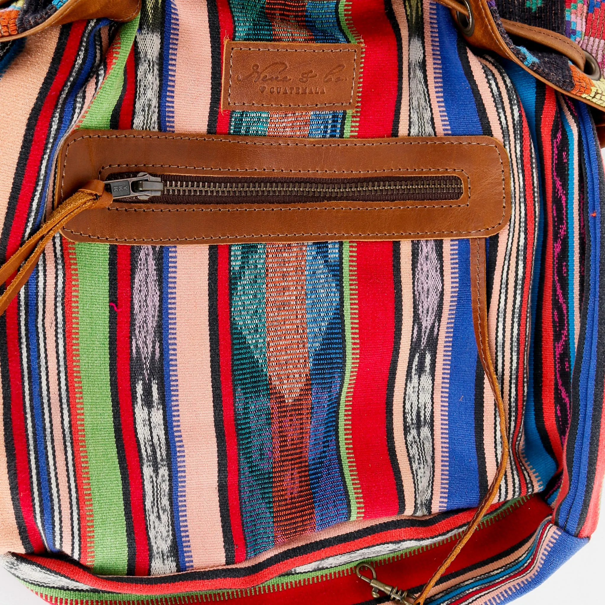 DRAWSTRING BUCKET BAG - OOAK HUIPIL - CAFE - NO. 15693