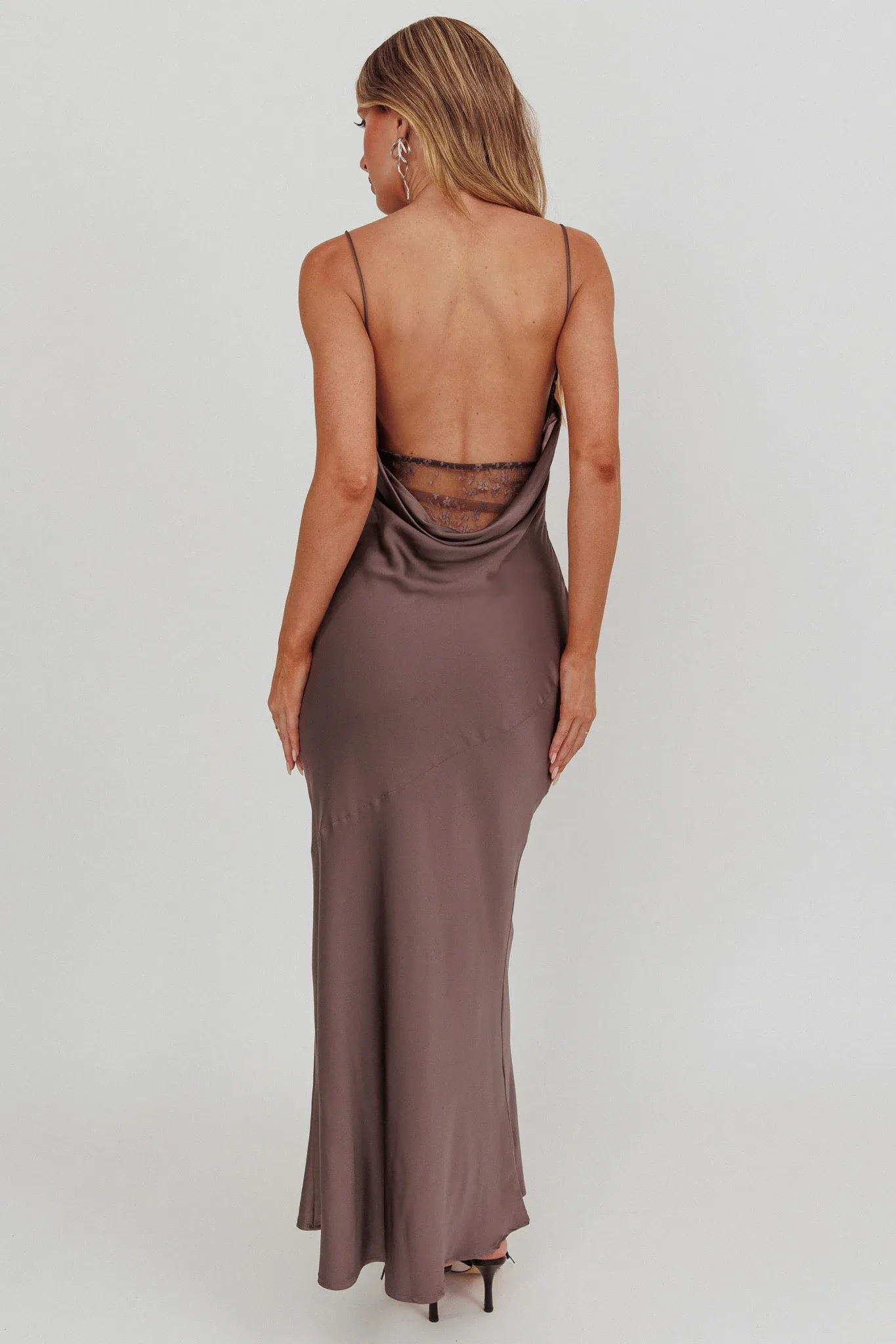 Emmerson Cut-Out Cowl Neck Dress Warm Grey