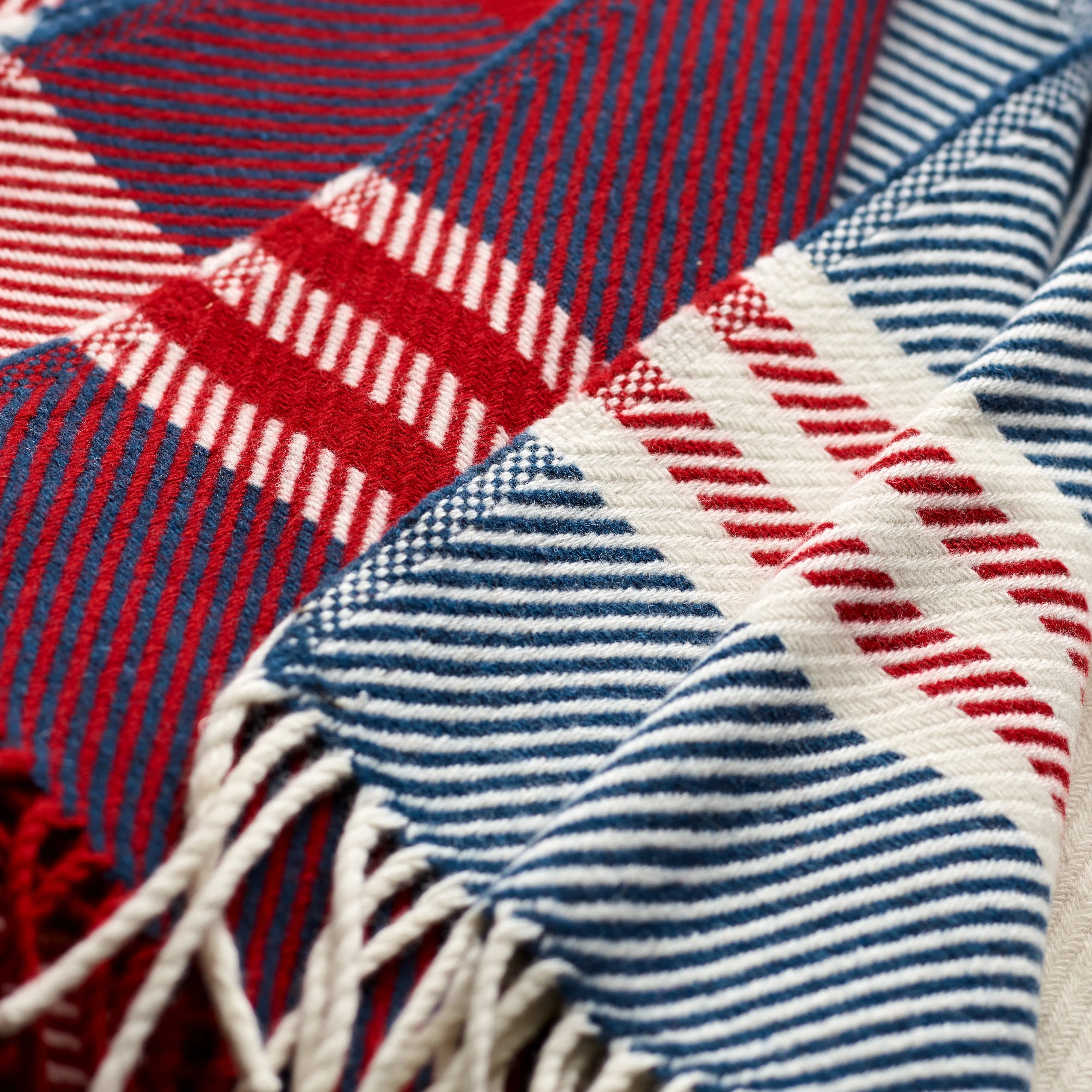 Fine Merino Exe Check Blanket in Ruby