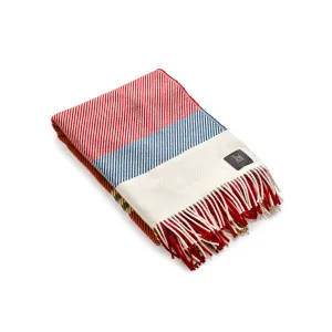 Fine Merino Exe Check Blanket in Ruby