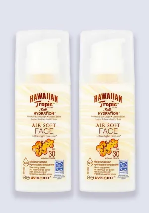 Hawaiian Tropic Silk Hydration Face Sun Protection Lotion SPF 30 50ml - 2 Pack Saver