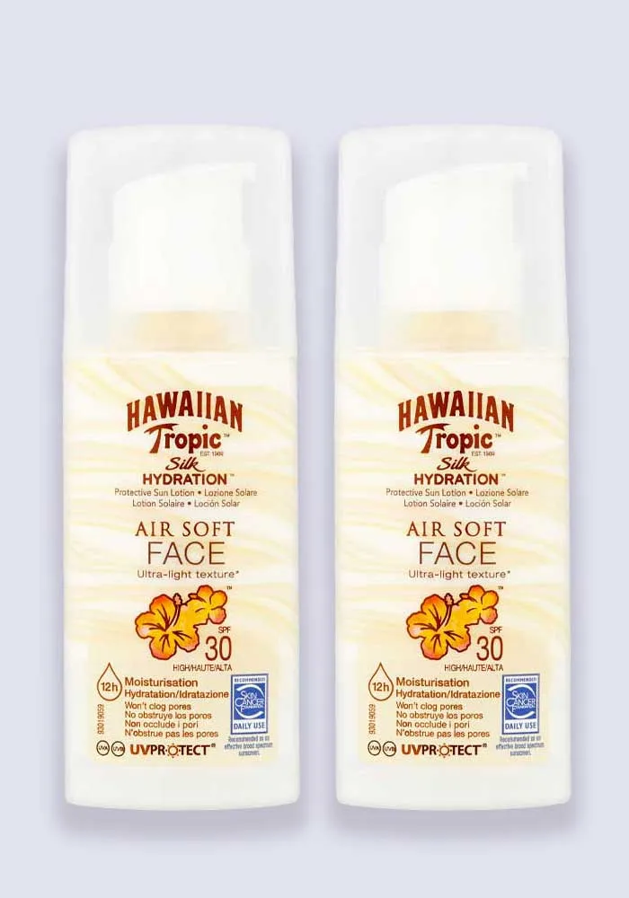 Hawaiian Tropic Silk Hydration Face Sun Protection Lotion SPF 30 50ml - 2 Pack Saver