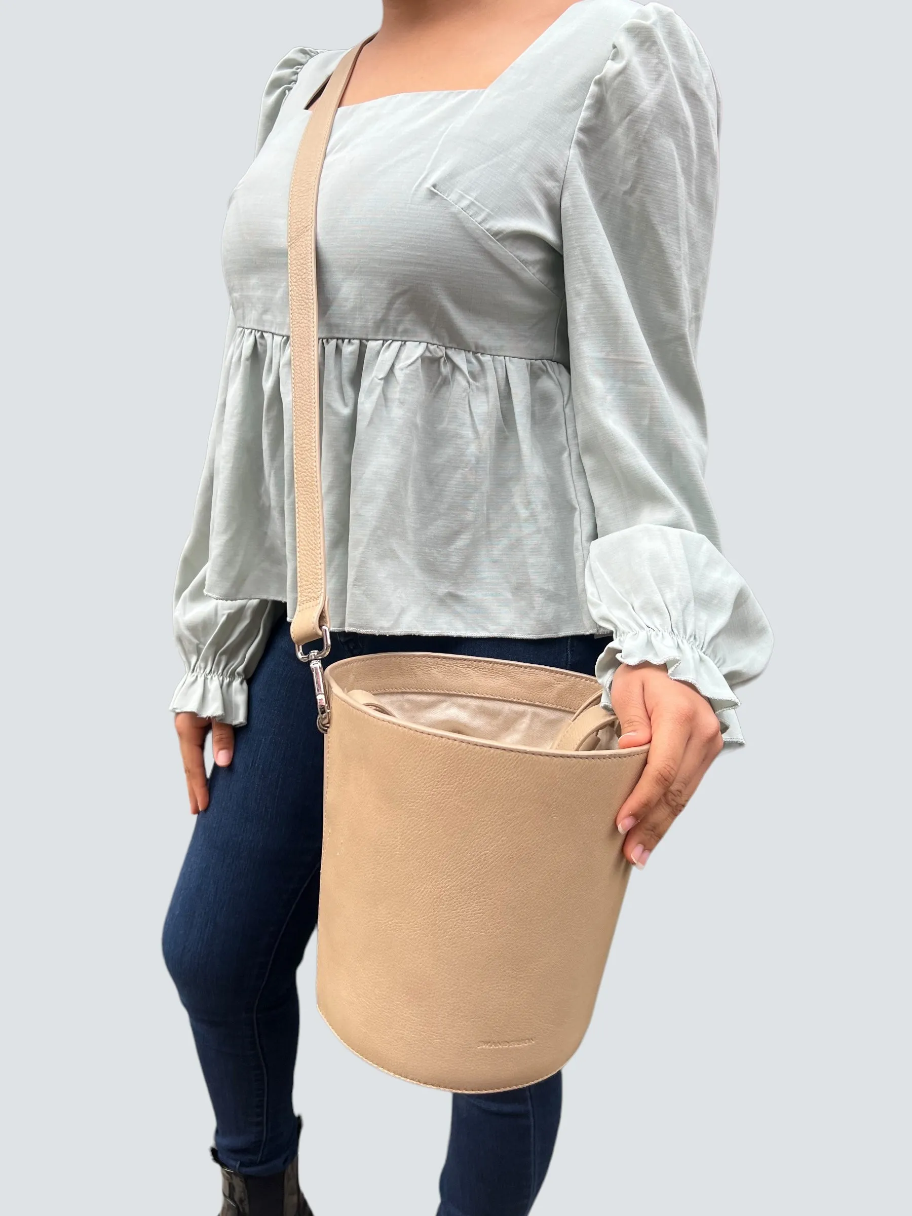 JW Anderson Cream Leather Bucket Bag