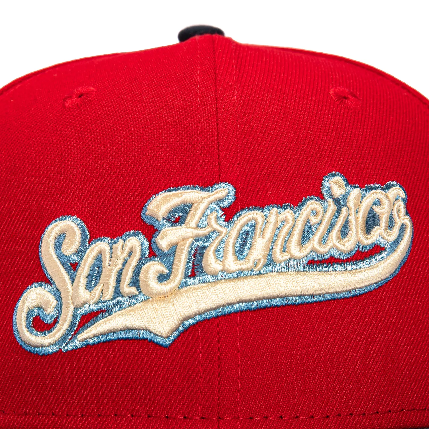 New Era 59Fifty San Francisco Giants Battle of the Bay Patch Script Hat - Red. Indigo