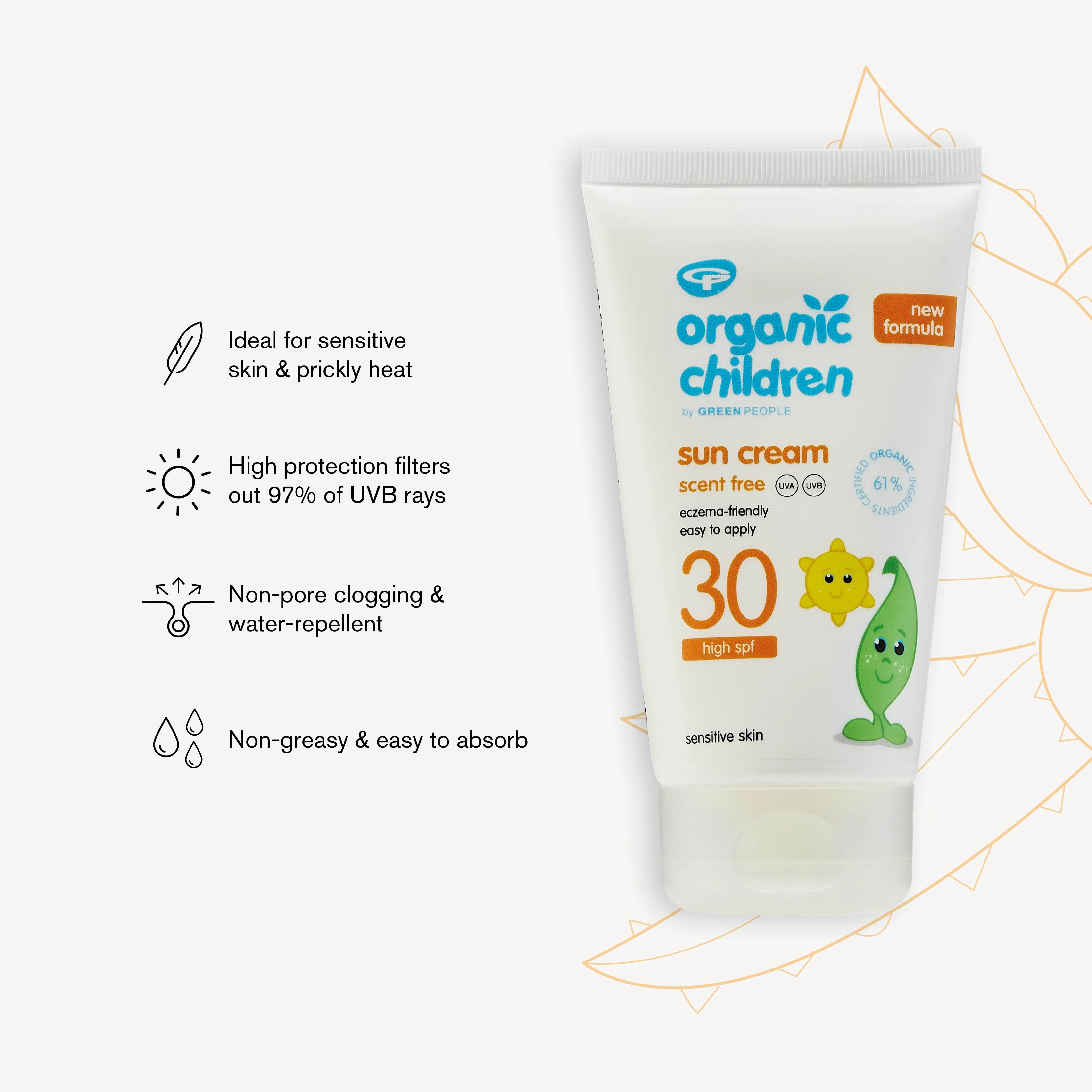 Organic Children Scent Free Sun Cream - SPF30 150ml