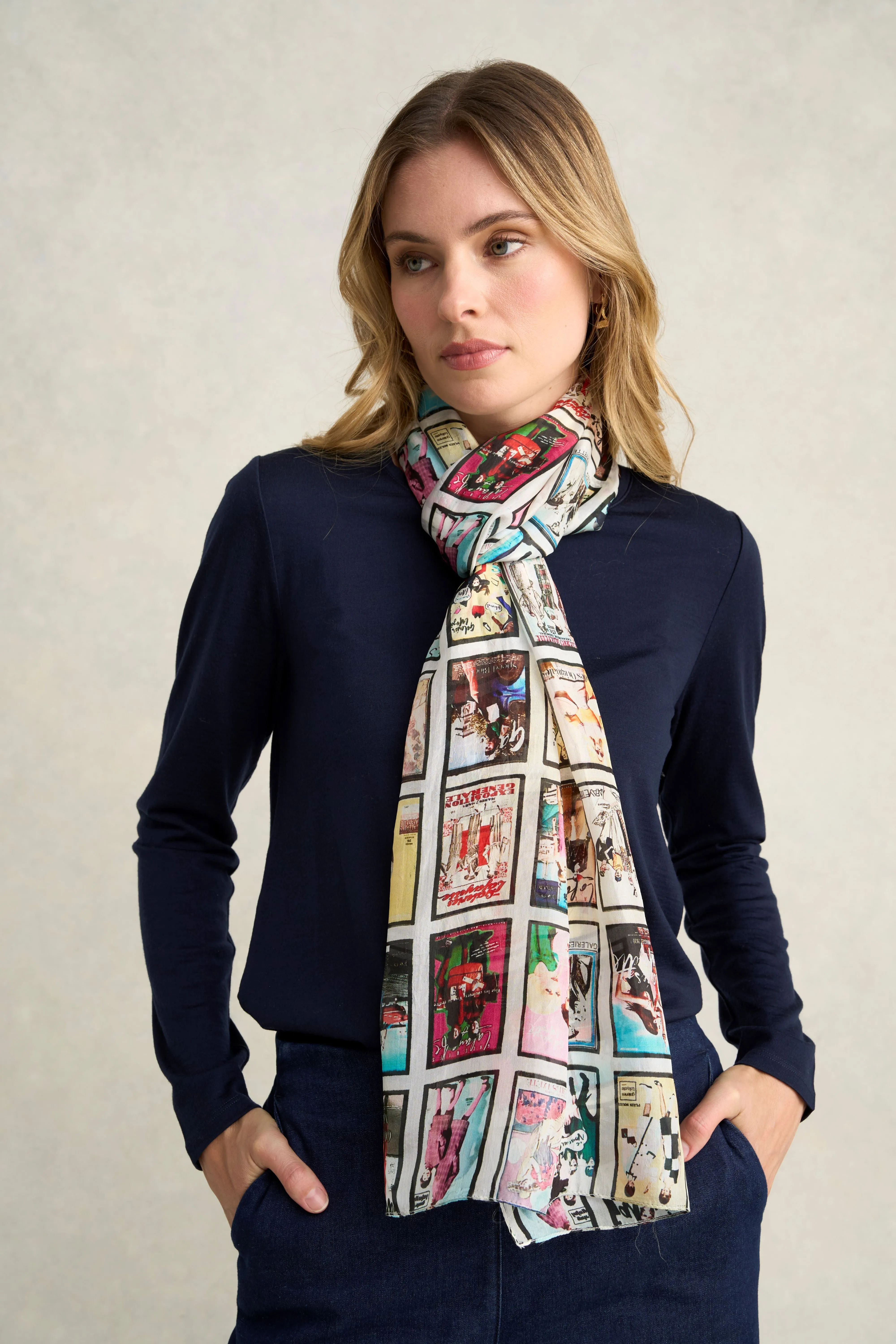 Painted Landscape Silk Scarf - Multi