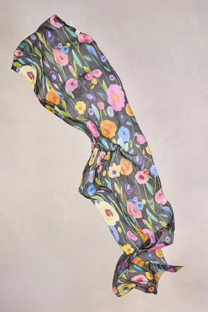 Poppy Print Silk Scarf - Multi