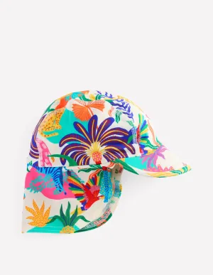 Printed Sun Safe Hat-Soft Ivory Multi Jungle