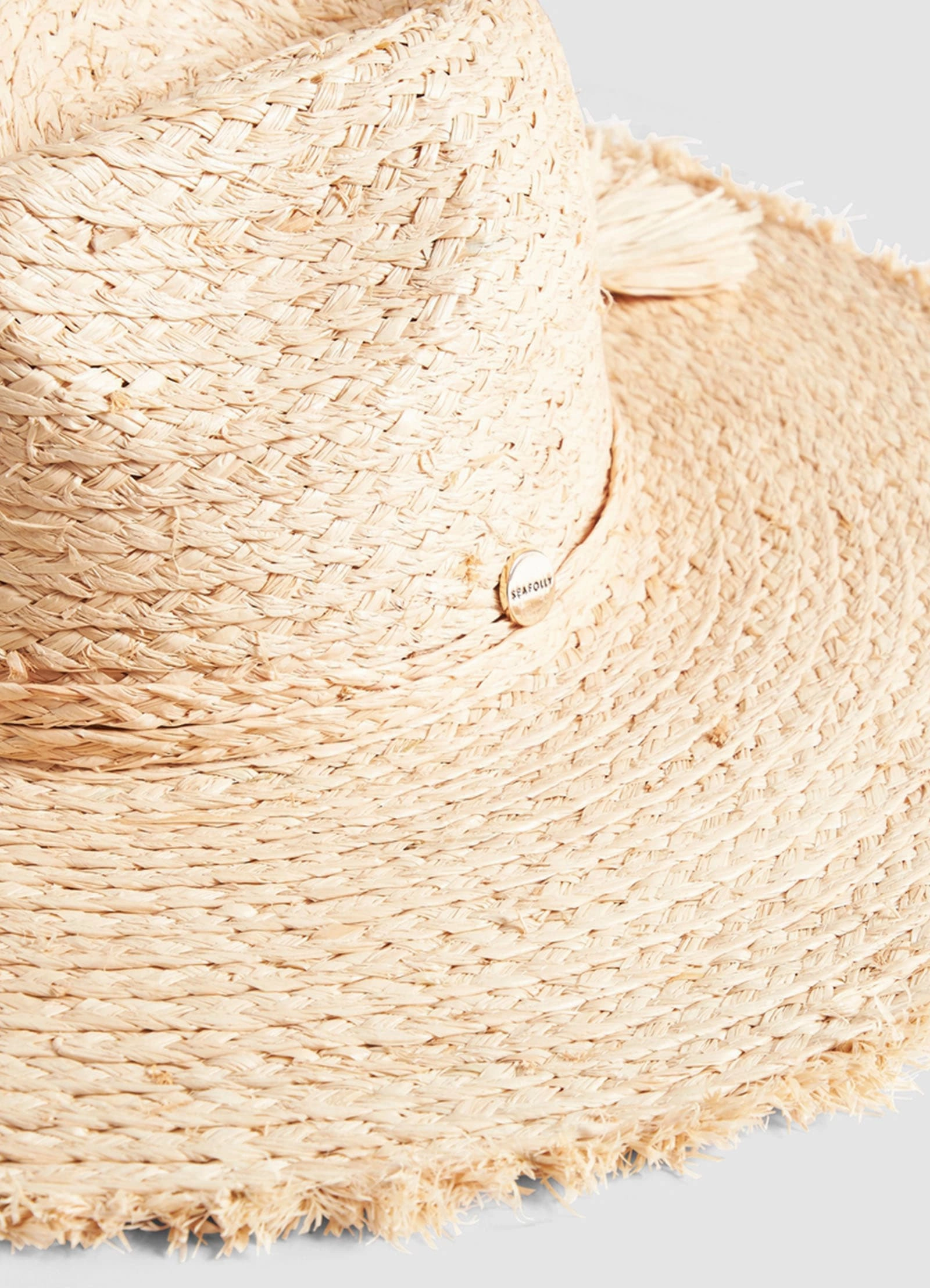 Raffia Fringe Tie Hat - Natural