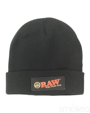Raw Black Beanie