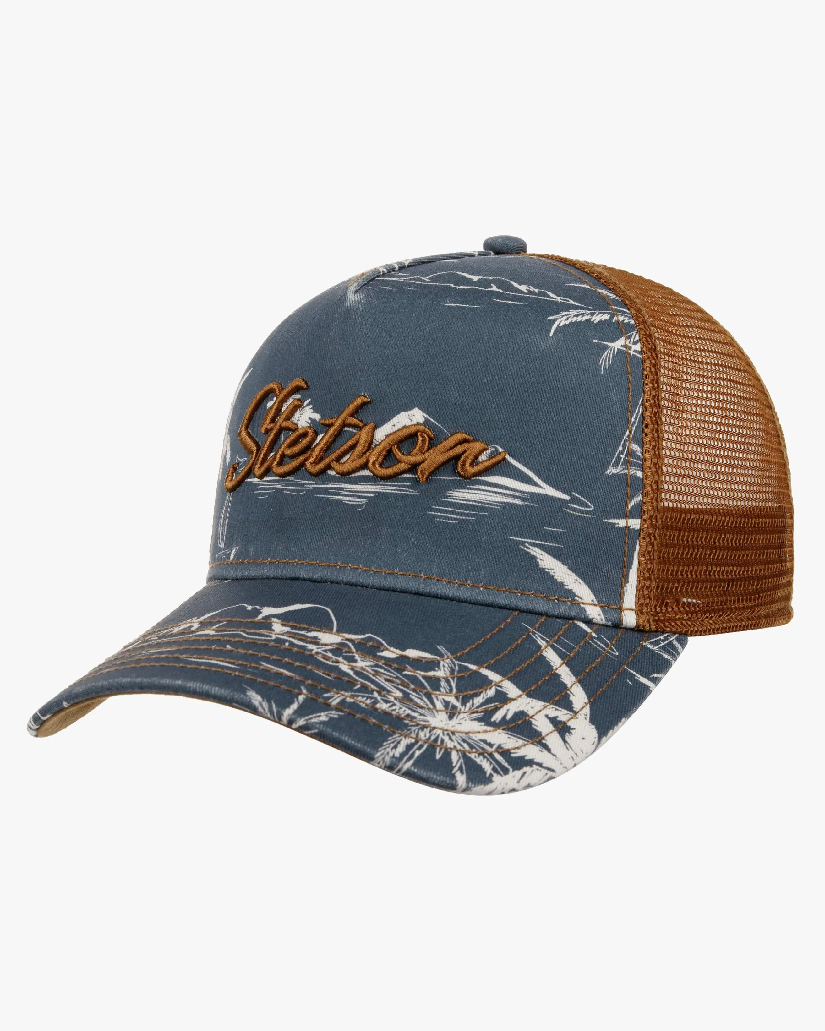 Stetson Minimal Aloha Print Trucker Cap - Blue