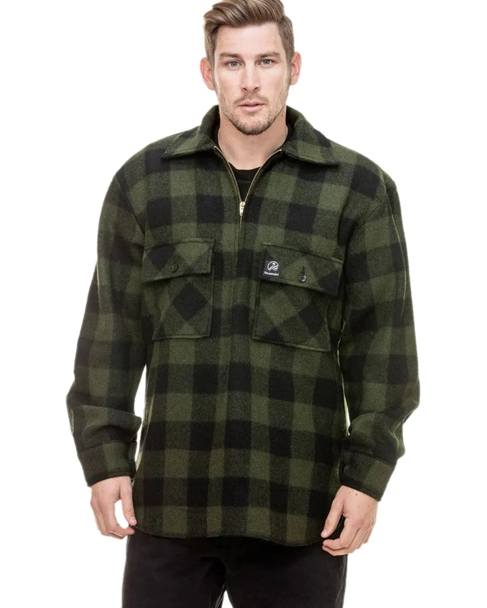 Swanndri Mens Ranger Wool Zip Front Bushshirt