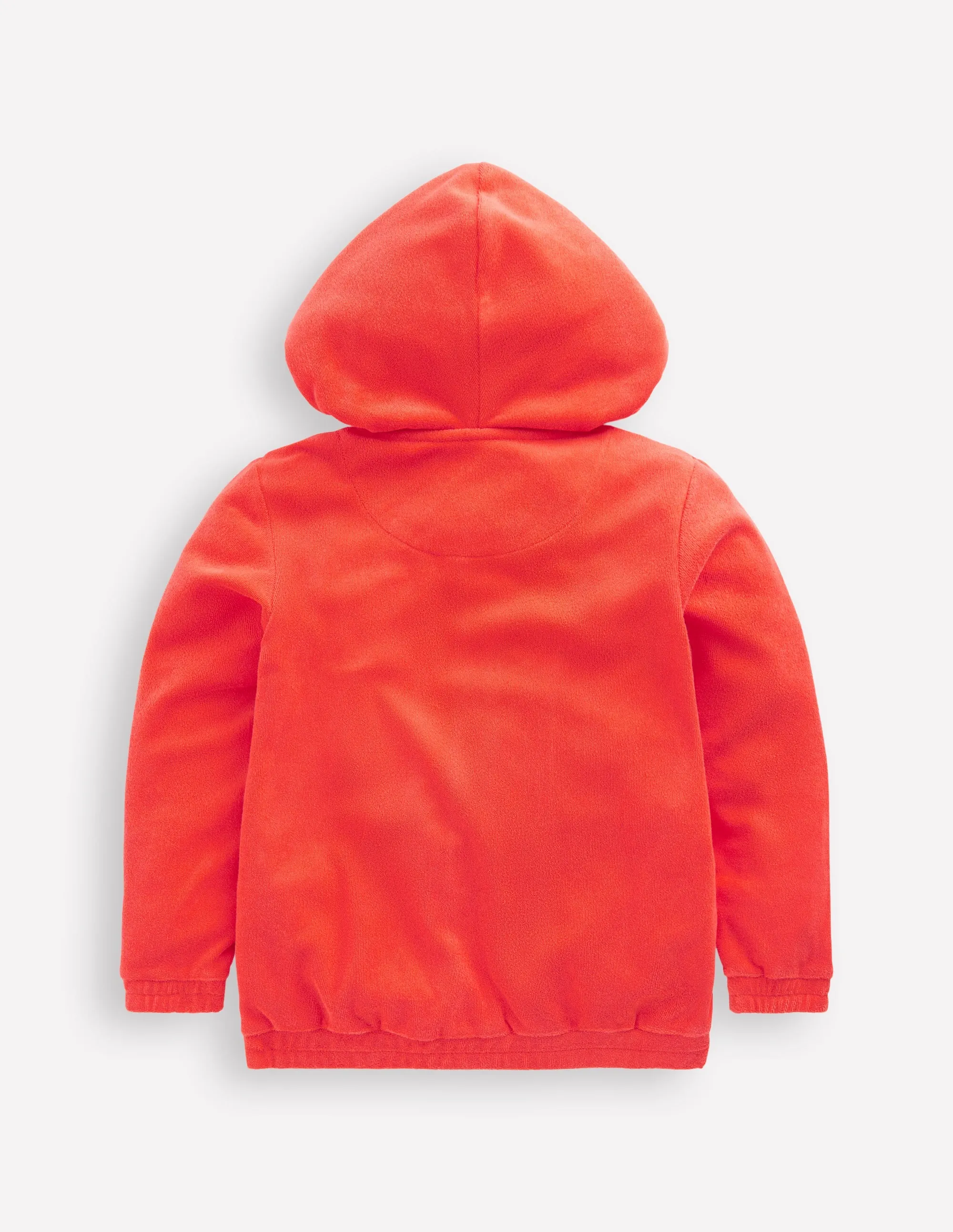 Zip-Through Towelling Hoodie-Coral Orange Flowers
